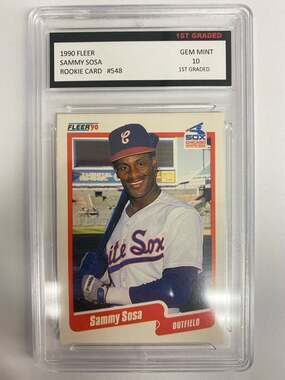 1990 Fleer Sammy Sosa Rookie Card #548 Graded Gem Mint 10